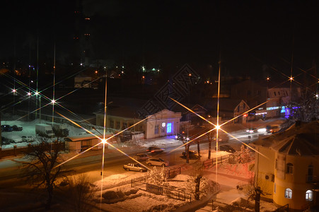 城市夜间风景 美丽的 旅游 假期 灯 冬天背景图片