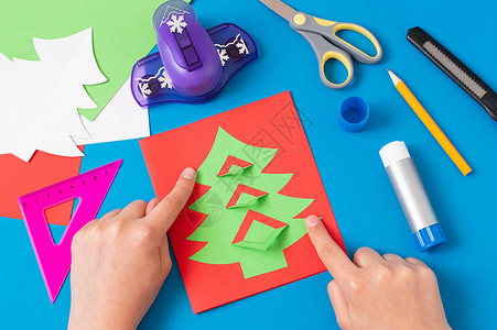 剪纸圣诞树儿童用圣诞树做卡片 爱好 星星 桌子 装饰风格 项目背景