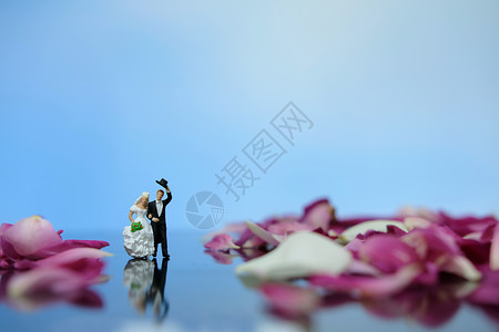 红白蛋糕结婚婚礼概念 新娘和新郎在红白玫瑰花朵堆上行走的彩礼和新郎背景