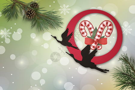 圣诞树上挂着装饰品的美丽的圣诞卡片 植物 插图背景图片