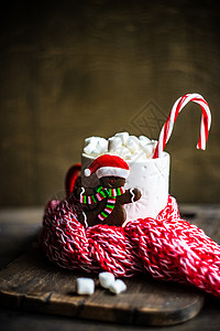 微博热搜带有棉花糖的圣诞卡概念 杯子 食物 甜点 环境 微博背景
