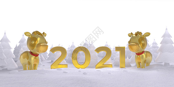 新年2021年金牛背景图片