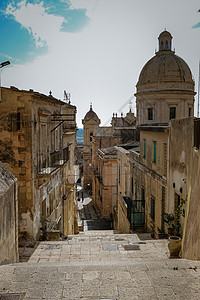 意大利西西里岛 诺托老城和意大利西西里岛诺托大教堂的景色 城市 世界背景图片