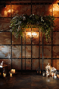 棕色尿布的婚礼仪式区 浪漫的 花店 新娘 花的 婚姻背景图片