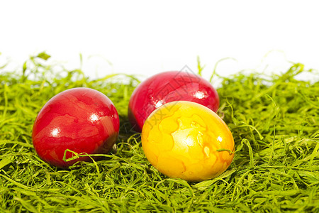 复活节-青草上的复活节鸡蛋 假期 宏观背景图片