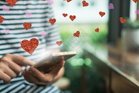 在智能手机社交网络在线社群上手打情书电子邮件 社会媒体的爱信寄出图标Valentine Valentine 庆典 电话背景图片