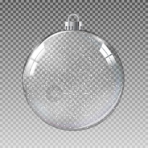 圣诞闪耀矢量玻璃透明圣诞球与雪 它制作图案矢量 礼物 圆圈背景