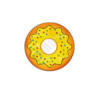 一幅彩色糖果图的插图-在白色孤立背景上涂有不同颜色釉面的甜甜圈 生日 糕点背景图片