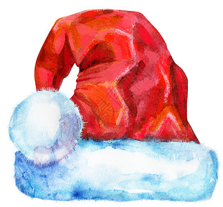 水彩衣服素材圣诞节圣诞老人红色帽子水彩它制作图案 冬天背景