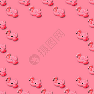 粉红色火烈鸟无缝模式的游泳池玩具 Flamingo 充气器切除 水 假期背景图片