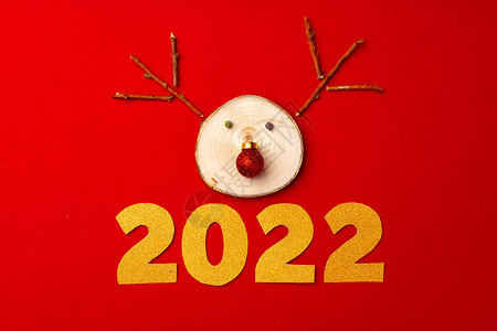 圣诞节背景 红色装饰驯鹿装饰品 庆典 脸 麋鹿背景图片