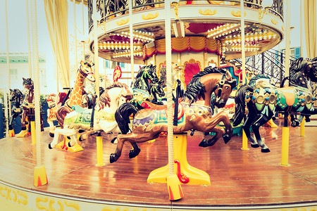 木马 公园 复古的 喜悦 马戏团 孩子背景图片
