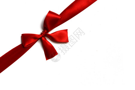 孤立在惠特上的红丝带蝴蝶结 情人节 礼物 婚礼 弓背景图片