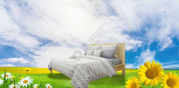 家具手机端模板淘宝床上四件套促销海报背景设计图片
