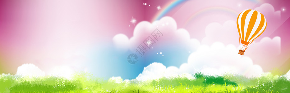 粉红热气球粉红少女心海报背景图设计图片
