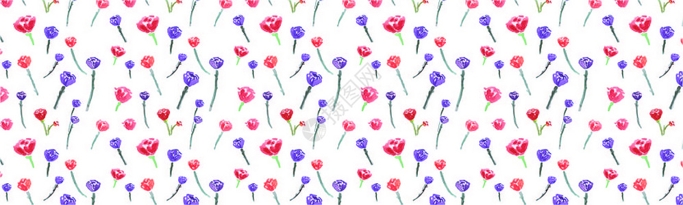 水彩郁金香白色红色小清新花朵卡通手绘背景设计图片