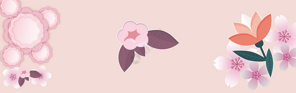 粉色玉兰花卉立体花卉海报背景设计图片