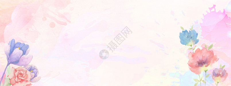 手绘粉色仙人掌春天花卉背景设计图片