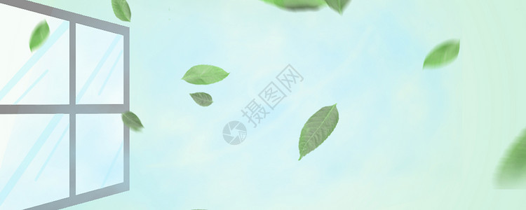 绿色纯色简洁大气绿叶背景插画