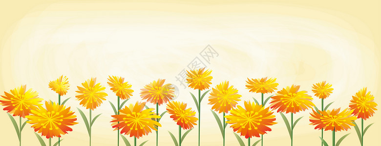 橙色花朵头手绘菊花设计图片