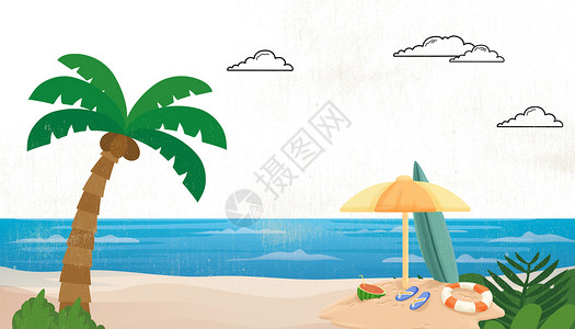 海岸椰树夏季设计图片
