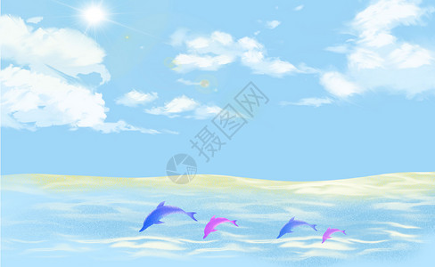 海豚背景Summer图片素材