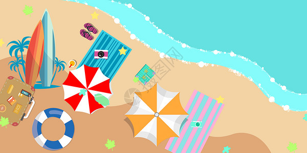 夏日西瓜和树叶夏日沙滩设计图片