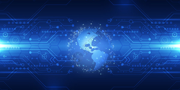 科技地球线条信息技术蓝色背景背景图片