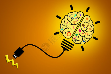 给大脑充电创意灯泡素材插画
