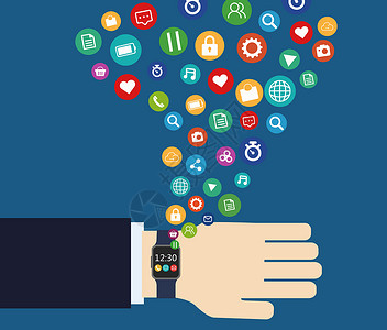 智能商场手带手表体现互联网商业科技图标插画