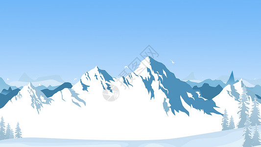 白色雪山风景冬季雪山矢量图插画