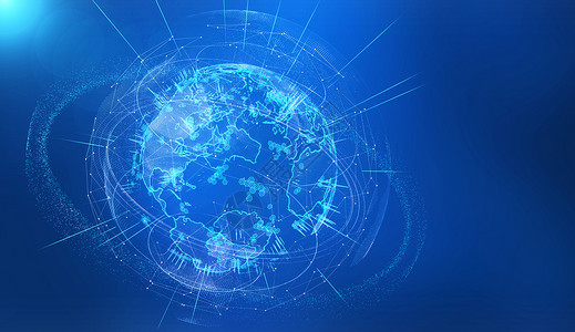 科技地球banner蓝色科技空间感背景设计图片