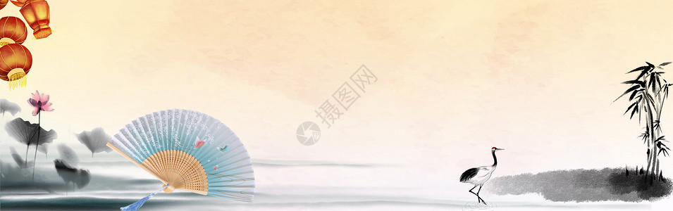 仙鹤背景素材水墨古风设计图片
