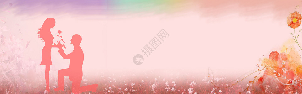 草粉色七夕情人节设计图片