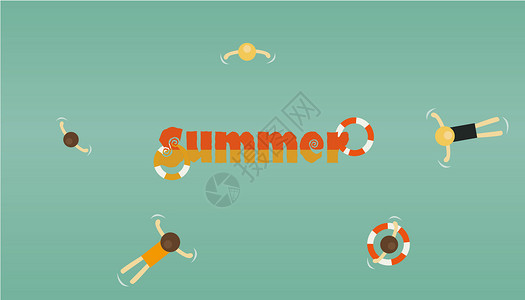 夏日游泳卡通图背景图片