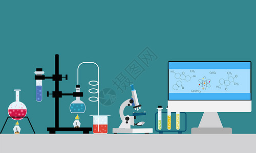 烧杯试管科技实验插画