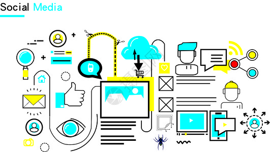 社会媒体社会科学新闻插画