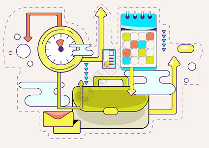 存储技术智能办公时间表插画