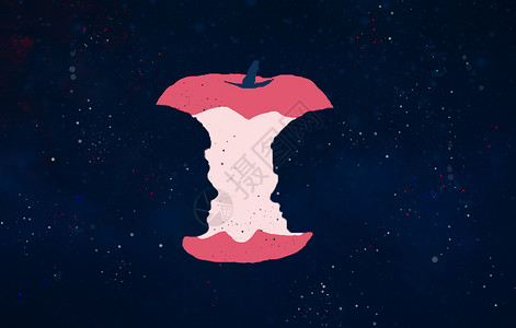创意红色苹果情侣创意背景图插画