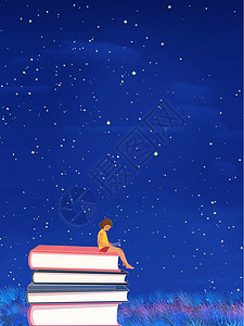 夜晚阅读月光下看书设计图片