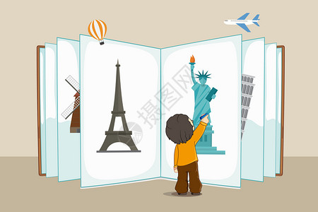 国外看书留学计划插画