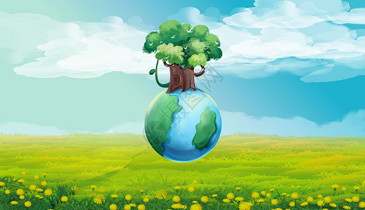 关爱地球环保创意环保科技插画