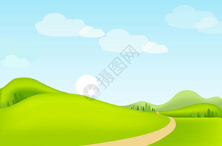 绿色农场手绘草地自然风光插图插画