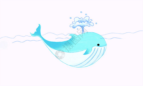 高清游泳素材手绘可爱鲸鱼插画背景插画