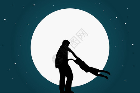 月球矢量爸爸拉着孩子设计图片