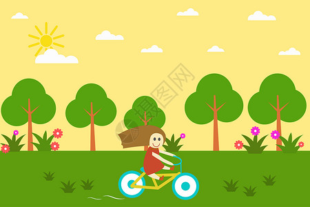 骑着仙鹤的女孩骑自行车的女孩设计图片