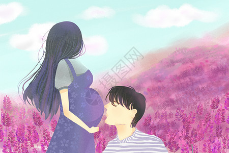 可爱baby怀孕的夫妻插画插画