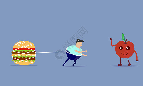 创意汉堡创意减肥插画