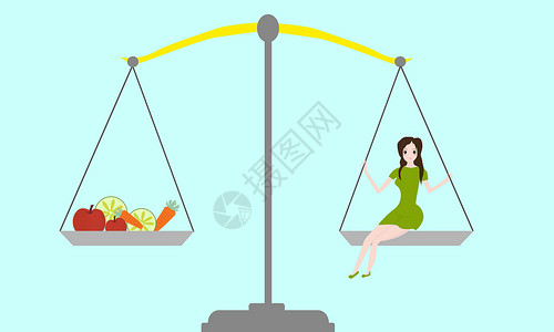 美女健康饮食人体健康饮食平衡插画
