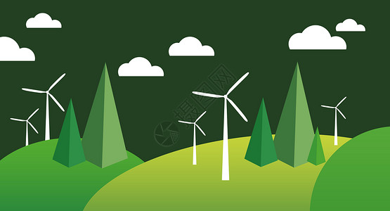 低碳环保卡通字绿化环保矢量插画